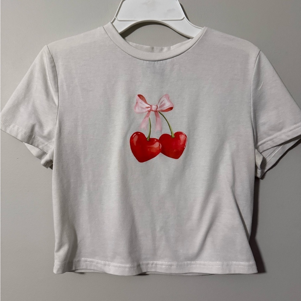 Shein Cherry Heart Baby Crop Tee